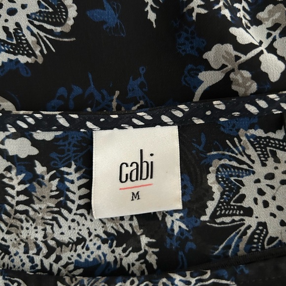 Cabi Blue & Black Hybrid Floral Chiffon Tiered Top Flutter Sleeve Style 5355 M - Picture 8 of 9